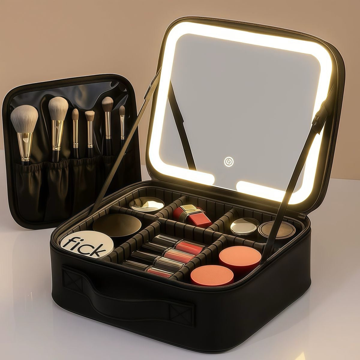 Smart Makeup Bag with LED Mirror حقيبة مكياج ذكية مع مرآة مضيئة